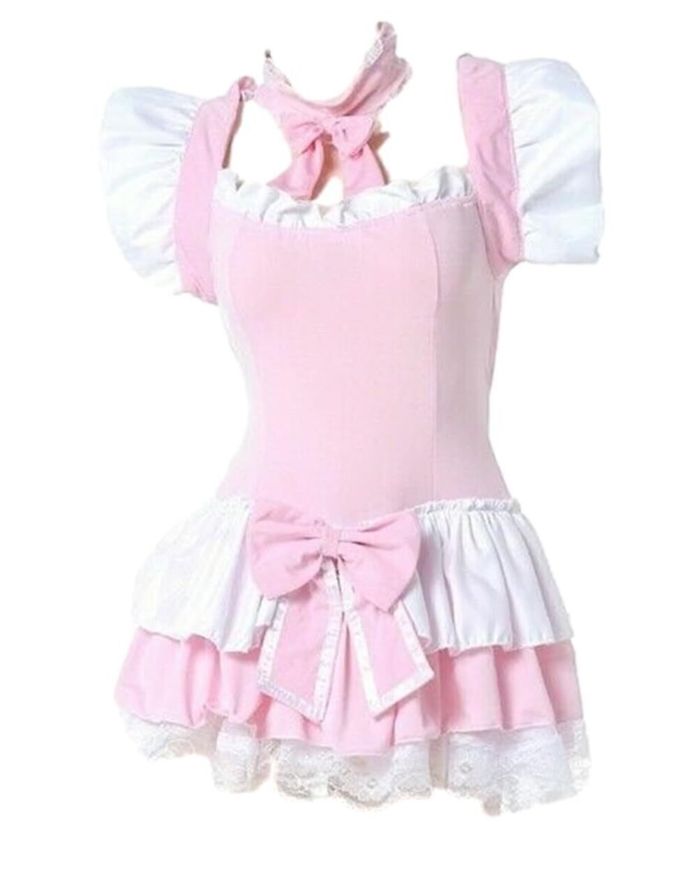1073 Lady Japanese Lolita Ruffle Dress Short Sweet Cosplay Maid Costume
